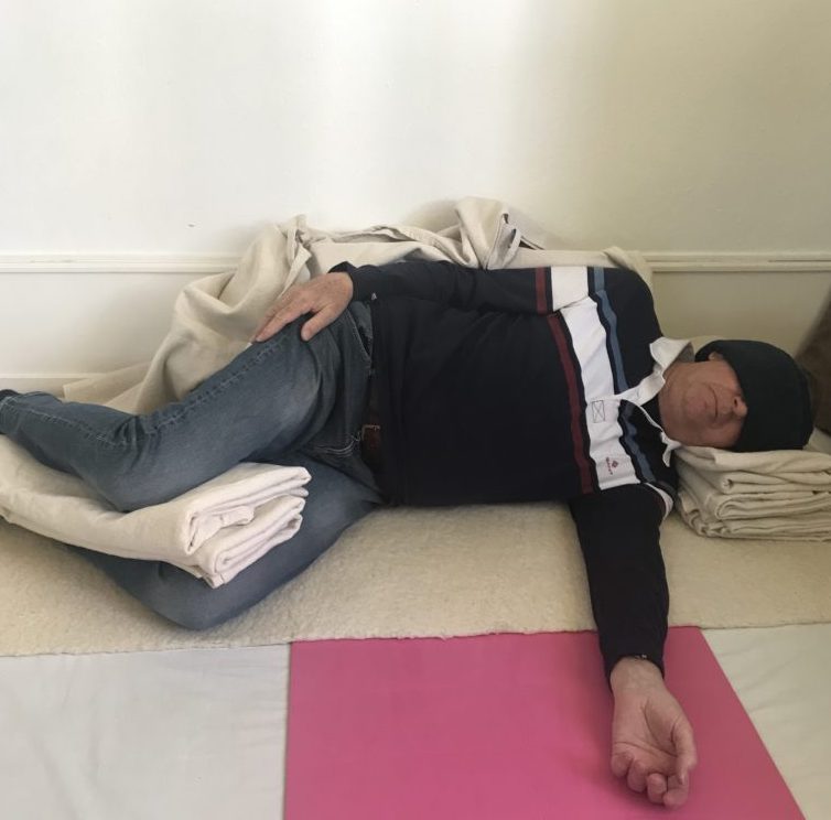 man restorative yoga from MeditationWorks